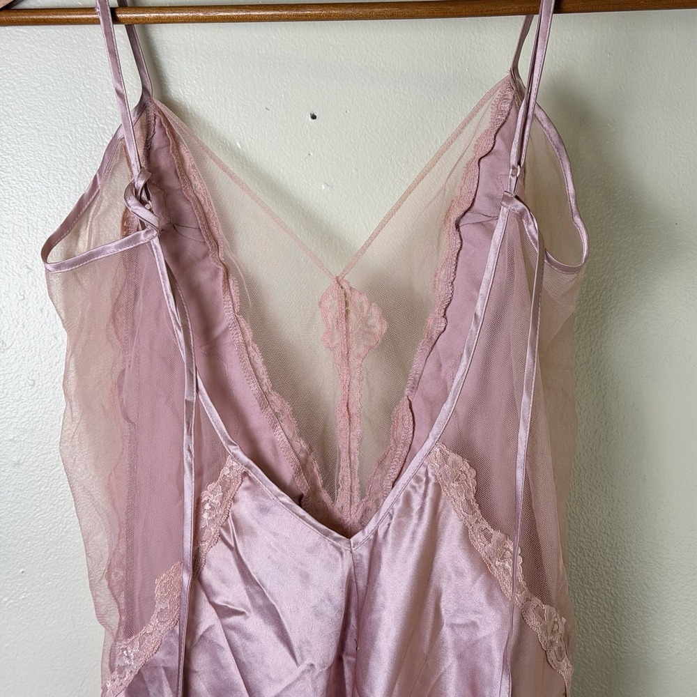 y2k Fredericks of Hollywood pink & black lace satin babydoll lingerie slip Small - Picture 5 of 7